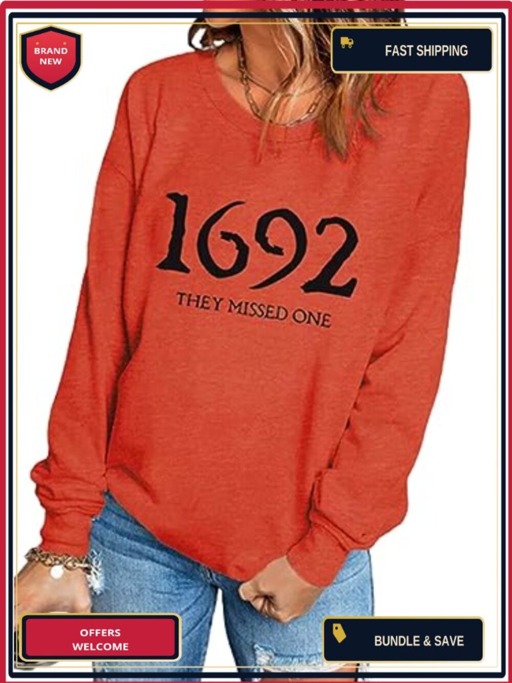 Women's Halloween 1692 They Missed One Long Sleeve Sweatshirt Pullover